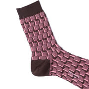Jacquard knit pink & brown socks